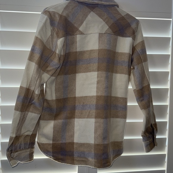 BlankNYC girls Y button down Flannel  top, new tag size, XL tan - Picture 6 of 9